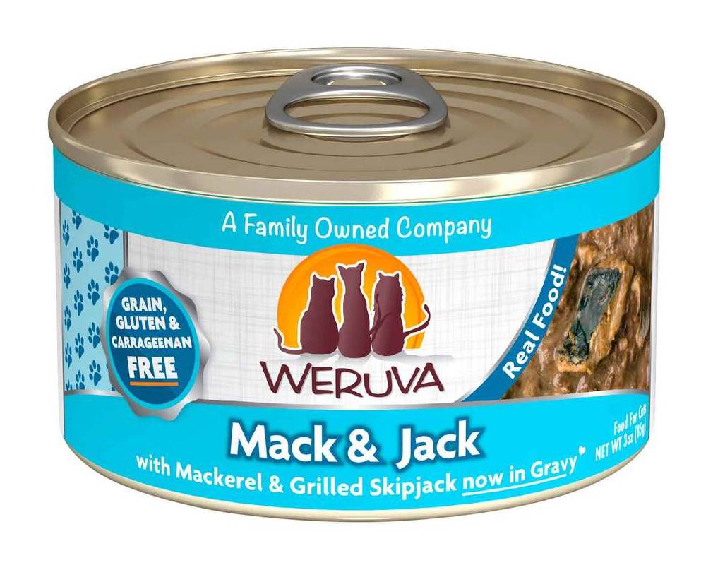 Weruva Classic Natural Wet Cat Food, Mack and Jack with Mackerel and Grilled Skipjack in Gravy, 3 Ounces