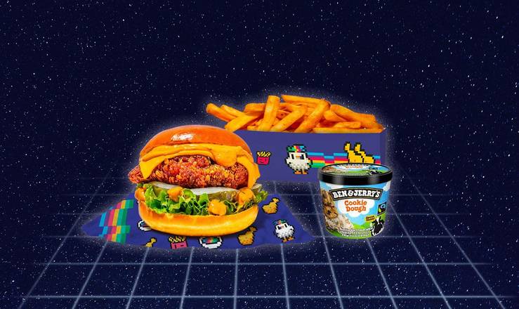 Rainbow Burger + Sides + Glace
