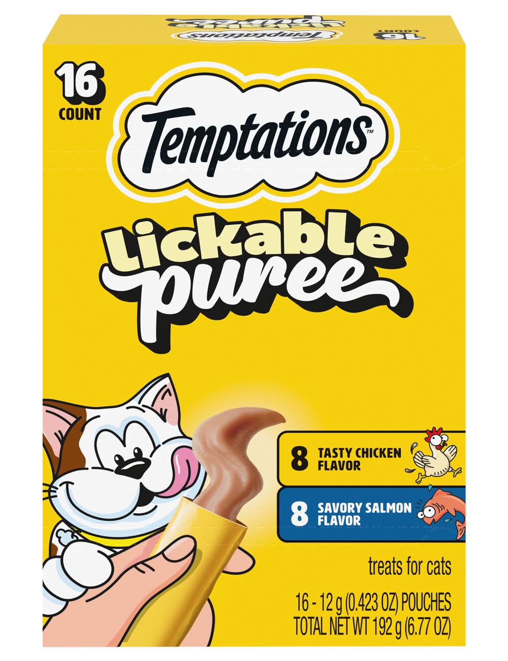 Temptations Creamy Puree Chicken and Salmon Variety pack Cat Treats (16 ct)