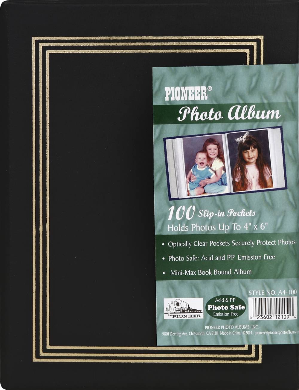 Pioneer Mini-Max Photo Album Book, 4x6 in, Black-White (100 ct)