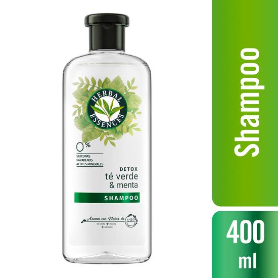 Herbal essences shampoo detox té verde y menta (botella 400 ml)