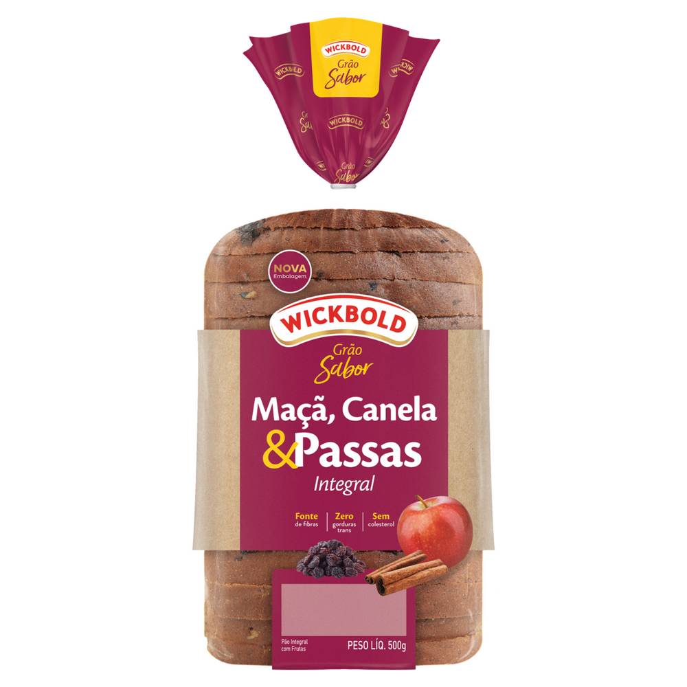 Wickbold pão de forma integral maçã, canela e passas grão sabor (500 g)