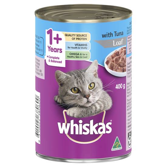 Whiskas 1+ Years Wet Cat Food Tuna Can 400g