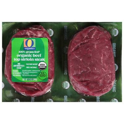 O Organics Beef Steak Top Sirloin Grass Fed 12 Ounce - 12 Oz