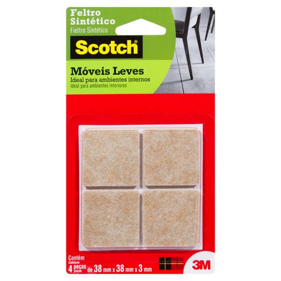 Scotch protetor adesivo feltro quadrado marrom (38x38x3mm)