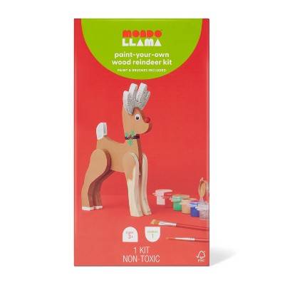 Mondo Llama Christmas Craft Paint-Your-Own Wood Reindeer Kit