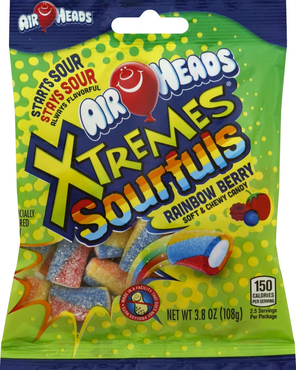 Airheads Xtremes Sourful Candy, Rainbow Berry (3.8 oz)