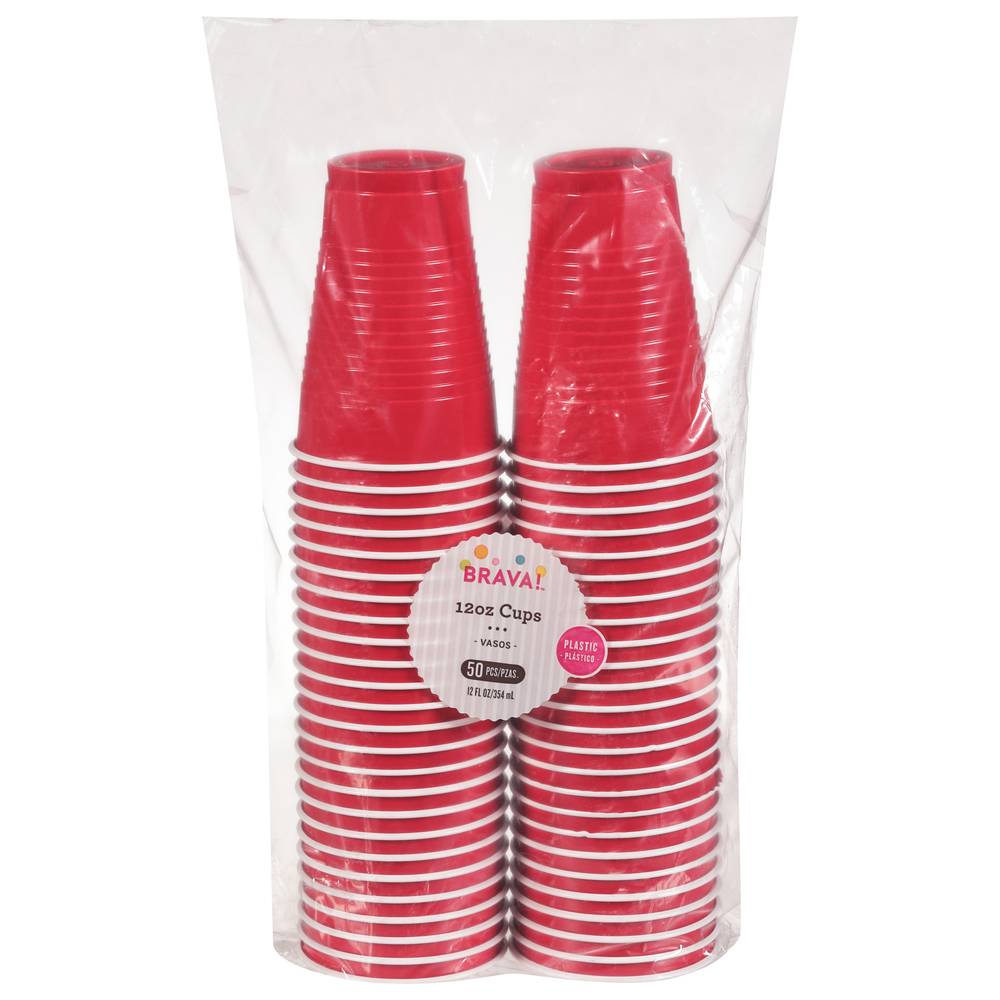 Brava! Plastic Cups, Apple Red (50 ct)