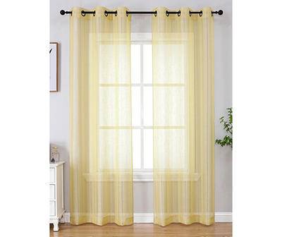 Whittier Gold Pinstripe Sheer Grommet Curtain Panel Pair, (38" x 84")