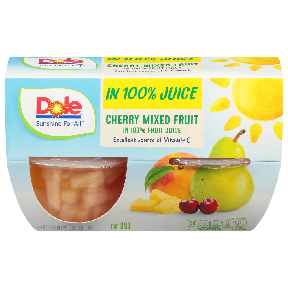 Dole Cherry Mixed Fruit in 100% Juice (4 oz, 4 ct)