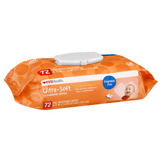 Cvs Health Ultra-Soft Cleansing Fragrance Free Wipes (6.75 " x 7.5 " )