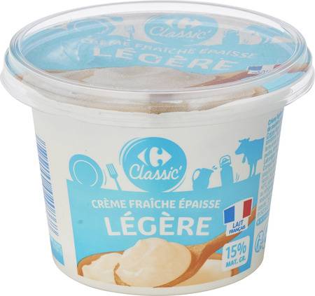Crème Fraiche Epaisse Légère 15% Mat.Gr. CARREFOUR - le pot de 199g