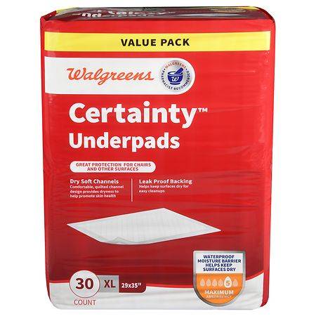 Walgreens Certainty Underpads Maximum Absorbency Xl ( 30 ct)