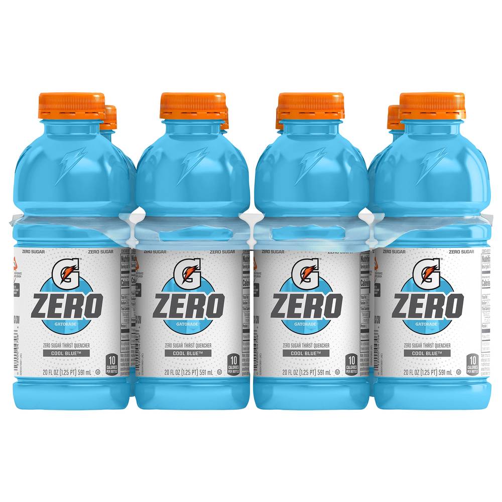 Gatorade Zero Sugar Thirst Quencher Sports Drink, Cool Blue (8 x 20 fl oz)