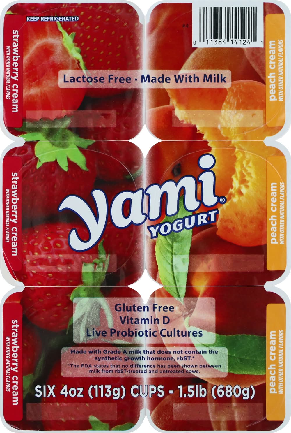 Yami Yogurt, Strawberry-Peach Cream (24 oz, 6 ct)