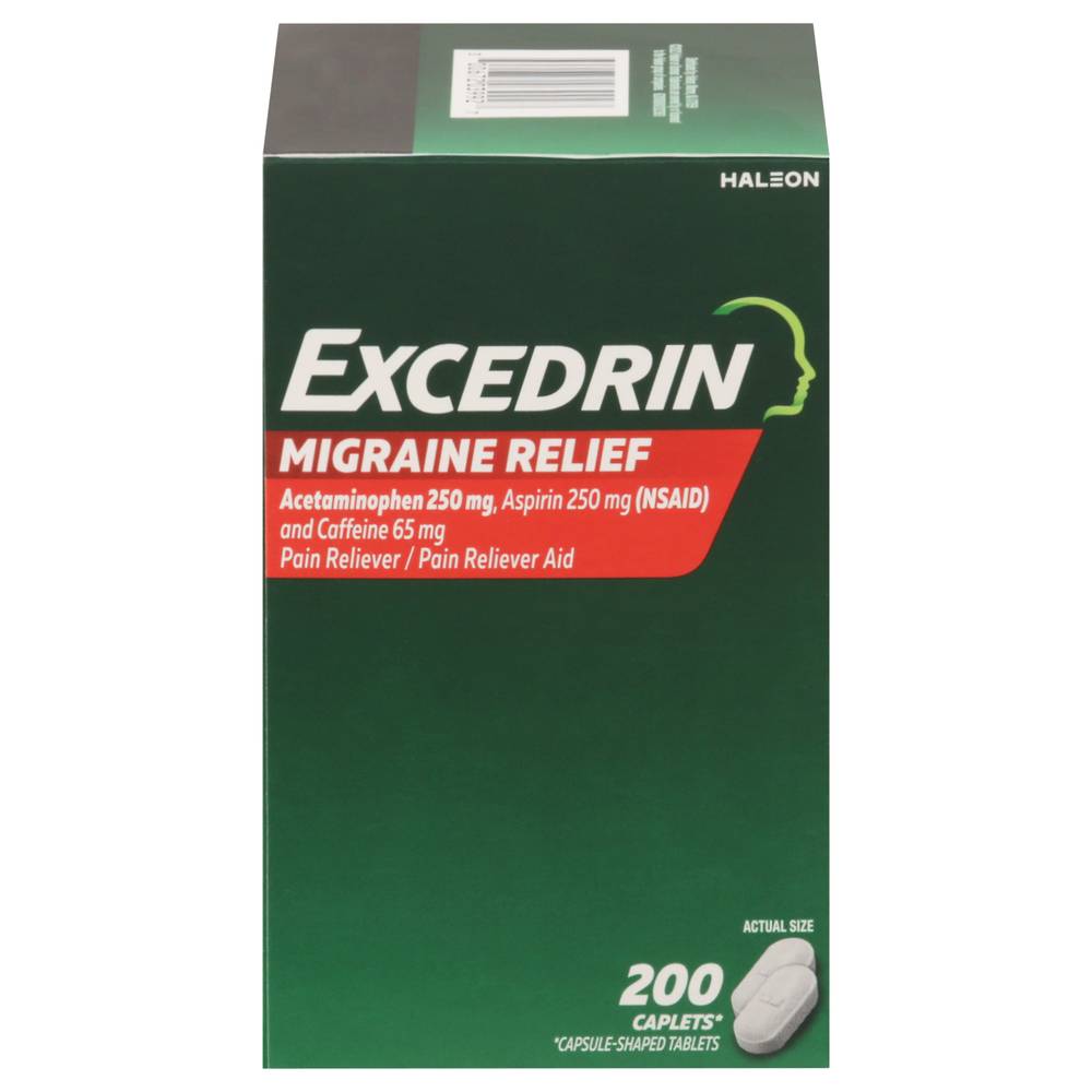 Excedrin Migraine Acetaminophen Aspirin and Caffeine Pain Reliver Caplets (200 ct)