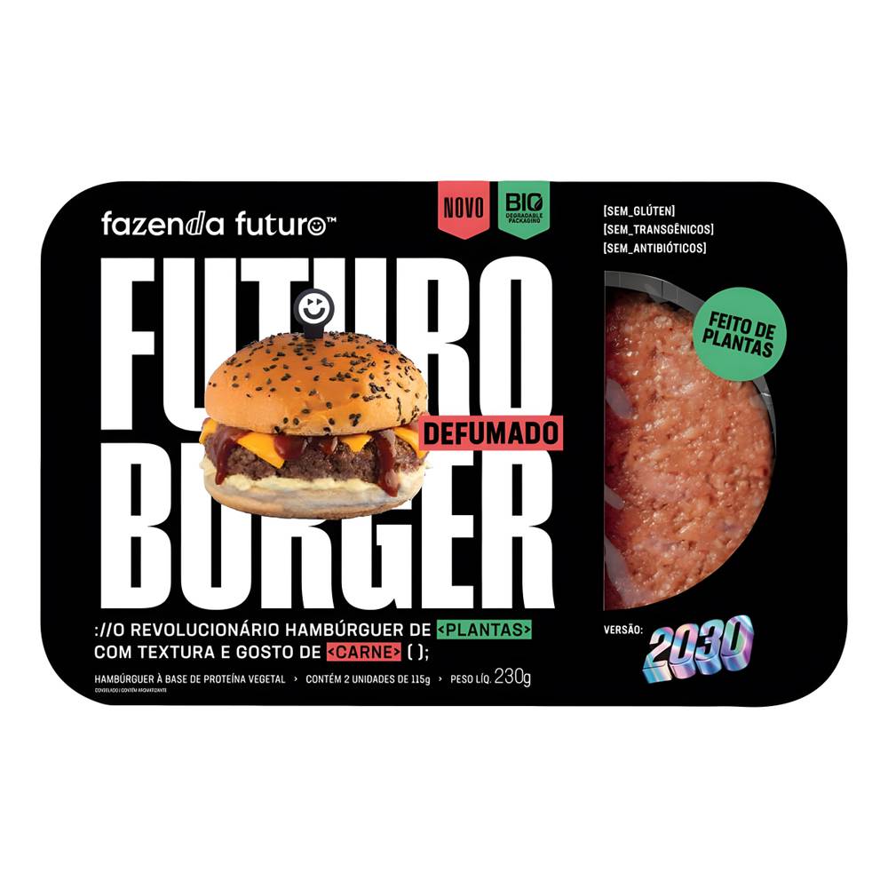 Fazenda futuro hambúrguer defumado de proteína vegetal (230g)