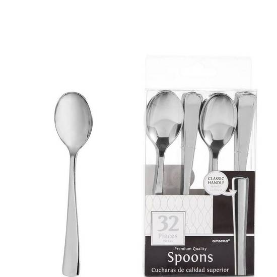 Silver Premium Plastic Spoons 32ct