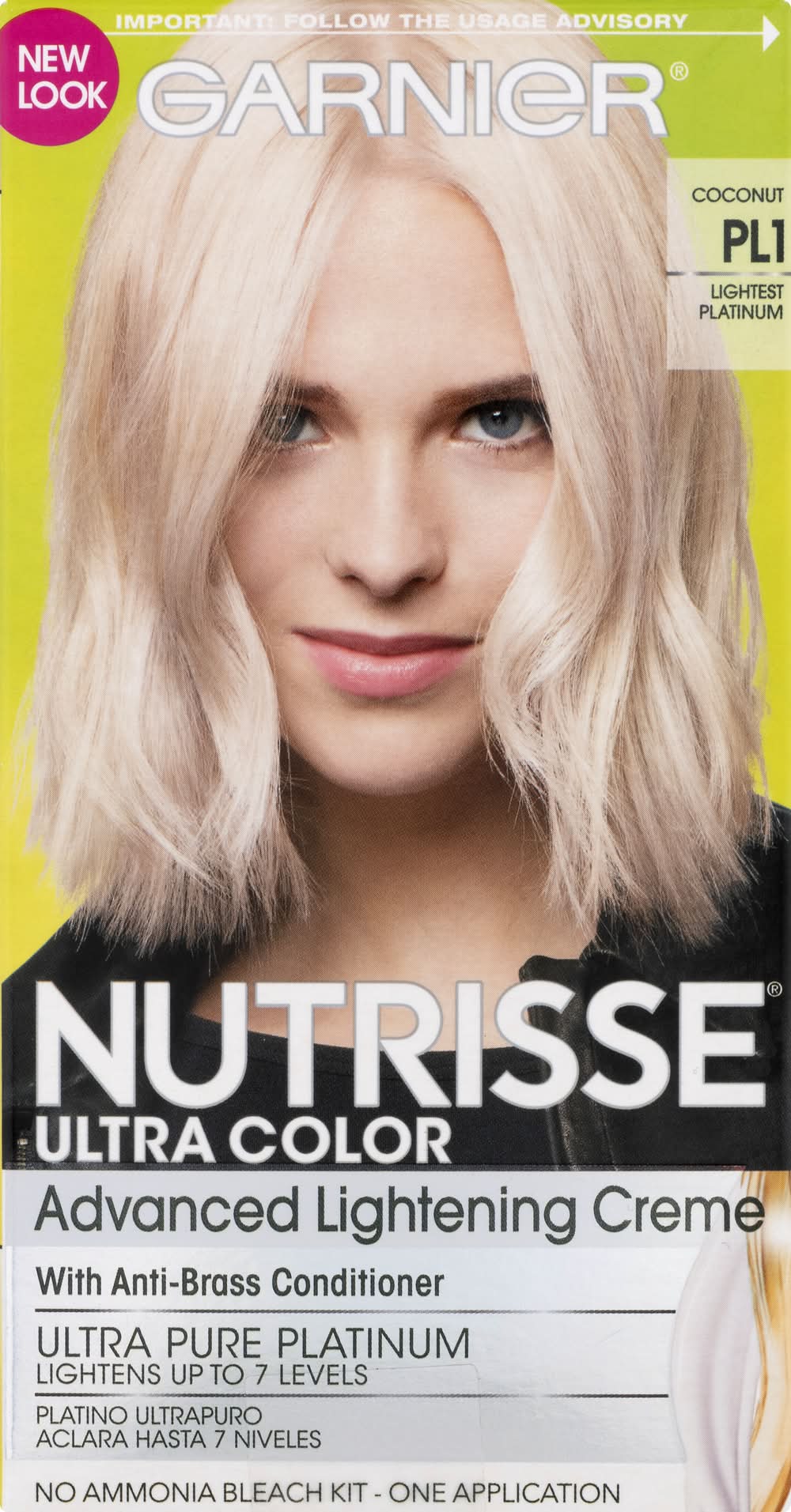 Garnier Nutrisse Ultra Hair Color Bleach Kit, Pl1 Lightest Platinum(Coconut) (9.6 oz)