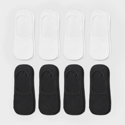 Dealworthy Liner Socks, Women, 4-10, White-Black (8 ct)