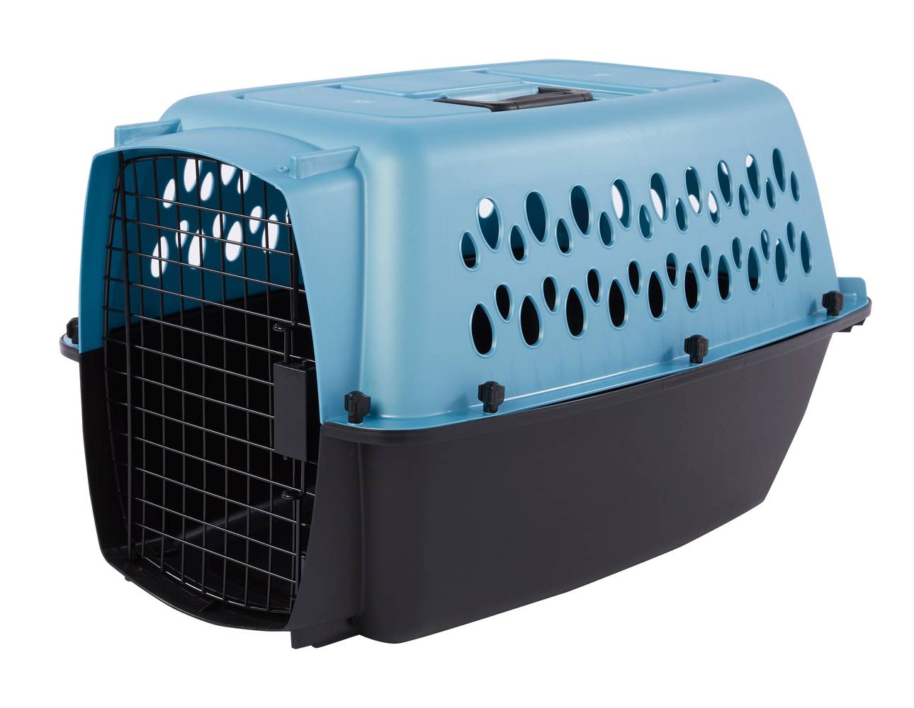 Top Paw Plastic Portable Dog Kennel, Blue-Black