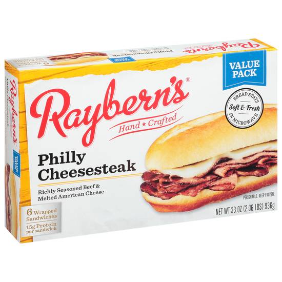 Raybern's Philly Cheesesteak Rich Seasoned Beef & Melted Cheese Sandwiches