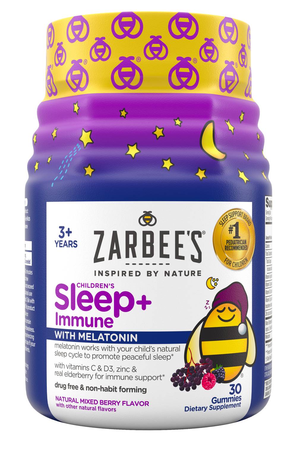 Zarbee's Kids Sleep + Immune Health Gummies With Melatonin, Mixed Berry (30 ct)