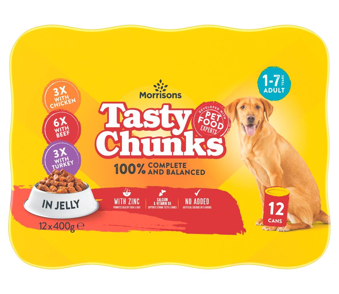 Morrisons Dog Food Meat Chunks In Jelly 12 X 400G