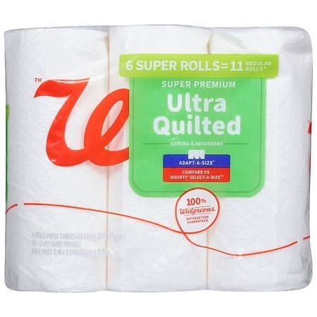 Walgreens Super Premium Ultra Quilted Paper Towels, 11x5.9 in (6 ct)