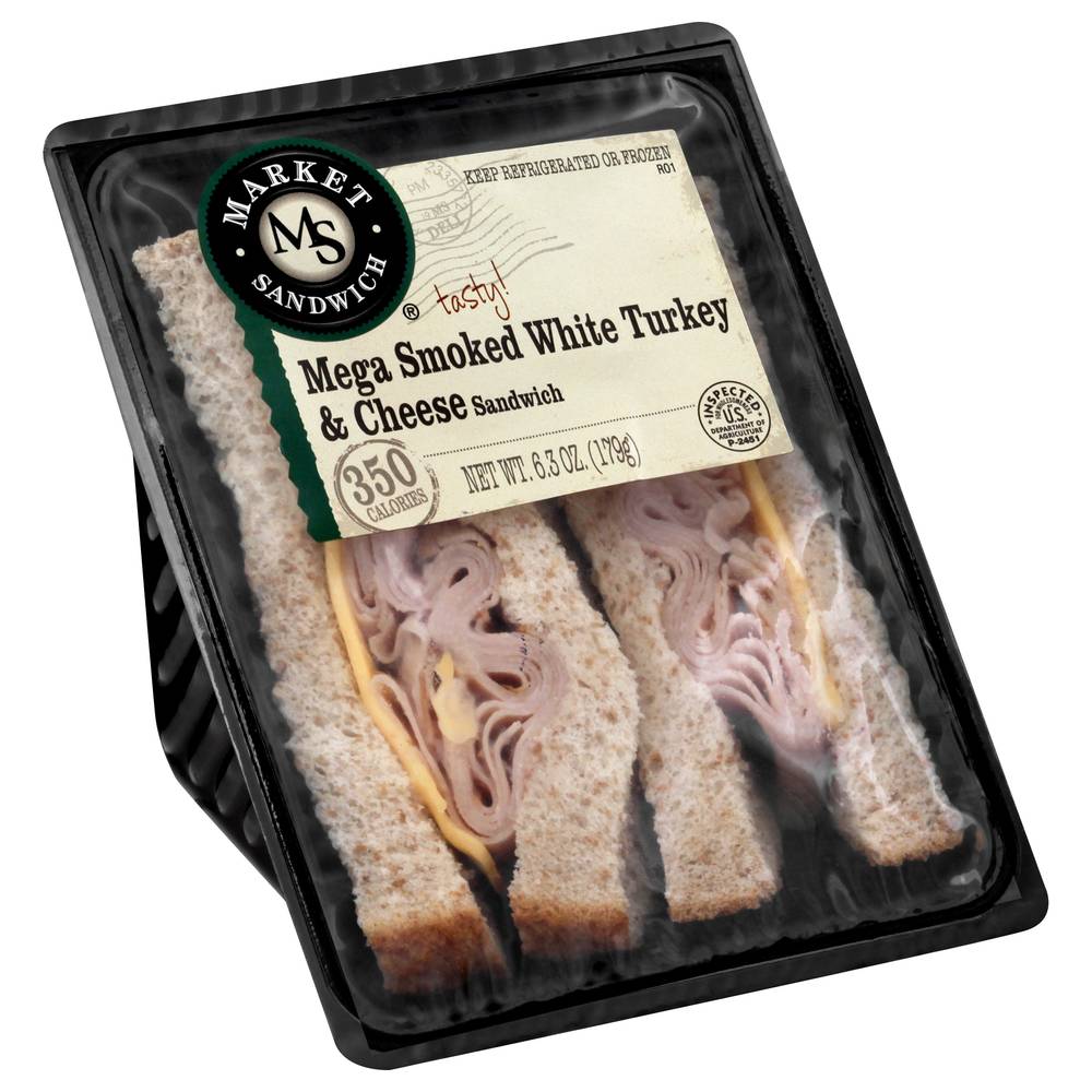 Market Sandwich Mega Smoked White Turkey & Cheese Sandwich (6.3 oz)