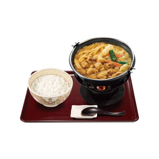 鶏カレー担々鍋定食 Chicken Curry Dandan Hot Pot Combo Meal