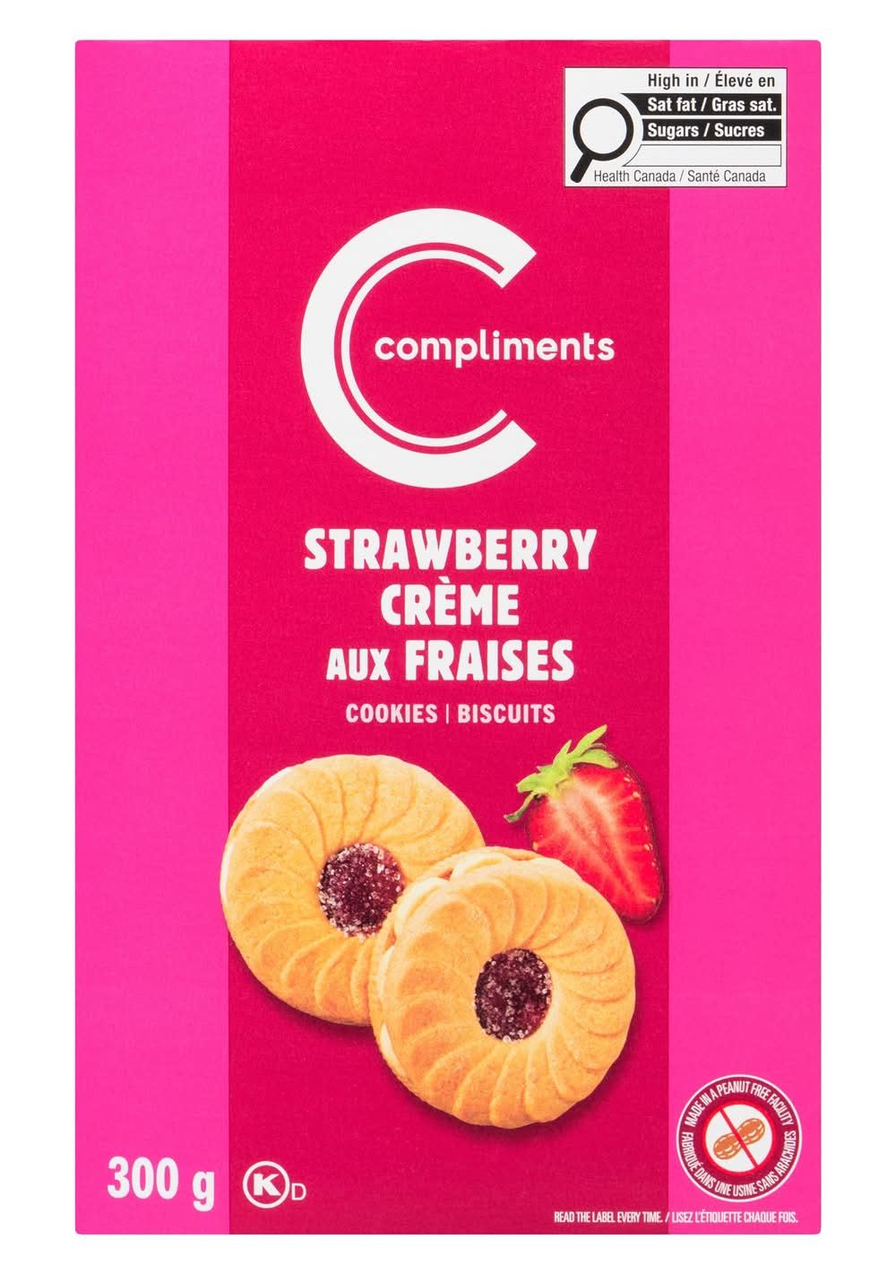 Compliments Crème Filled Cookies, Strawberry (300 g)