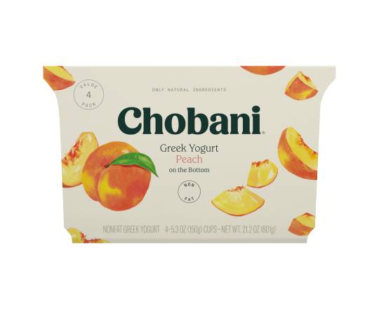 Chobani Non-Fat Greek Yogurt, Peach (4 x 5.3 oz)