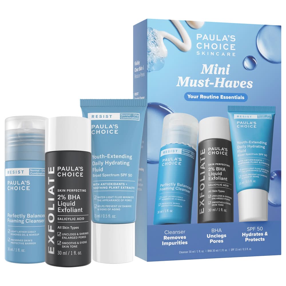 Paula'S Choice Mini Must-Haves with 2% BHA Exfoliating Toner, Foaming Cleanser, & SPF 50