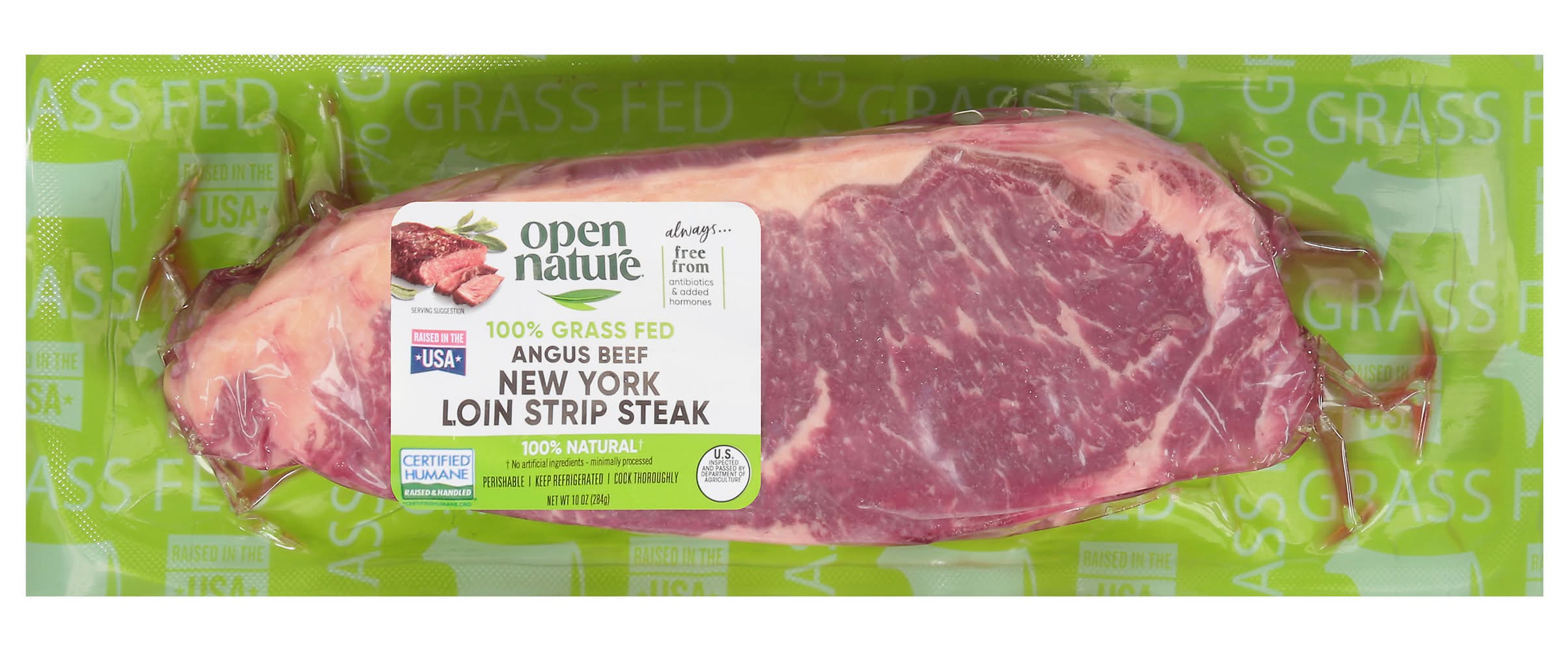 Open Nature Grass Fed New York Loin Strip Beef Steak (10 oz)