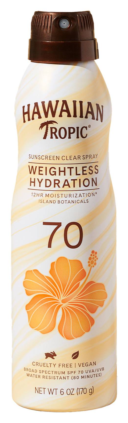 Hawaiian Tropic Broad Spectrum Spf 70 Weightless Hydration Sunscreen Clear Spray (6 oz)