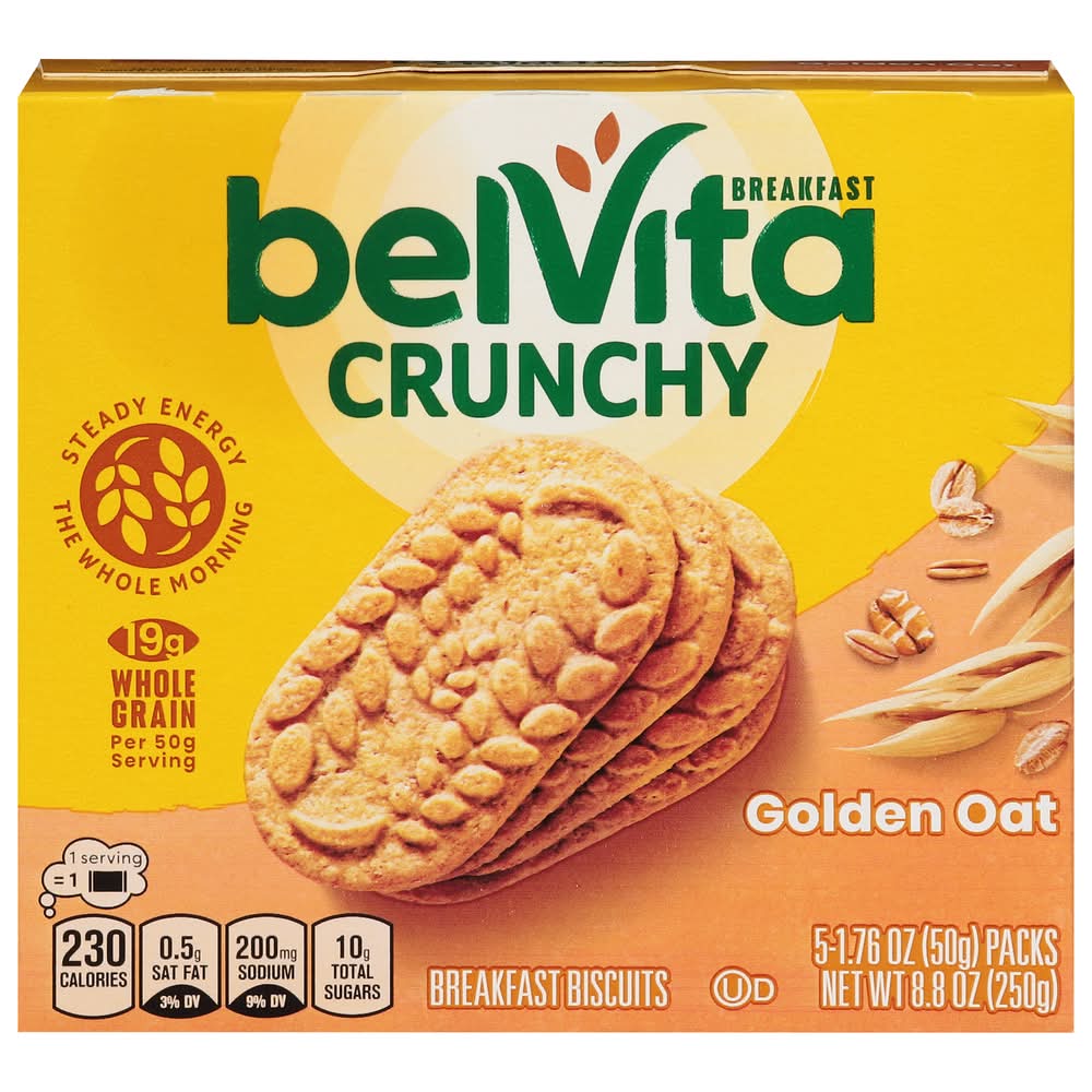BelVita Crunchy Breakfast Biscuits, Golden Oat (1.76 oz, 5 ct)
