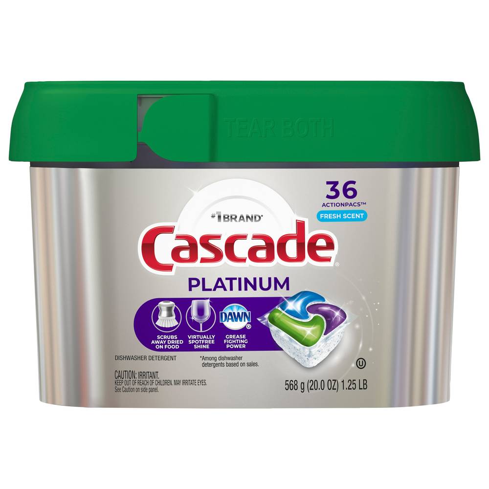 Cascade Platinum Actionpacs Fresh Scent Dishwasher Detergent