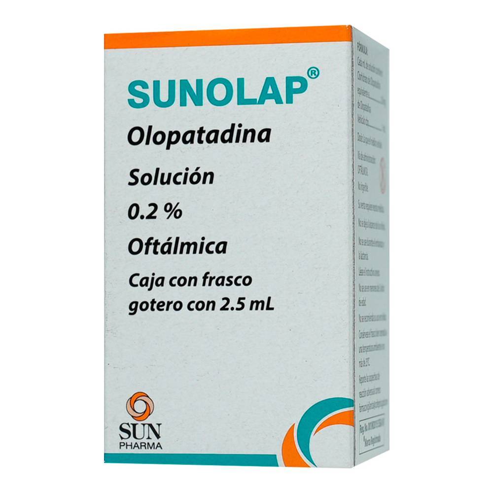 Sun pharma sunolap olopatadina solución 0.2% (2.5 ml)