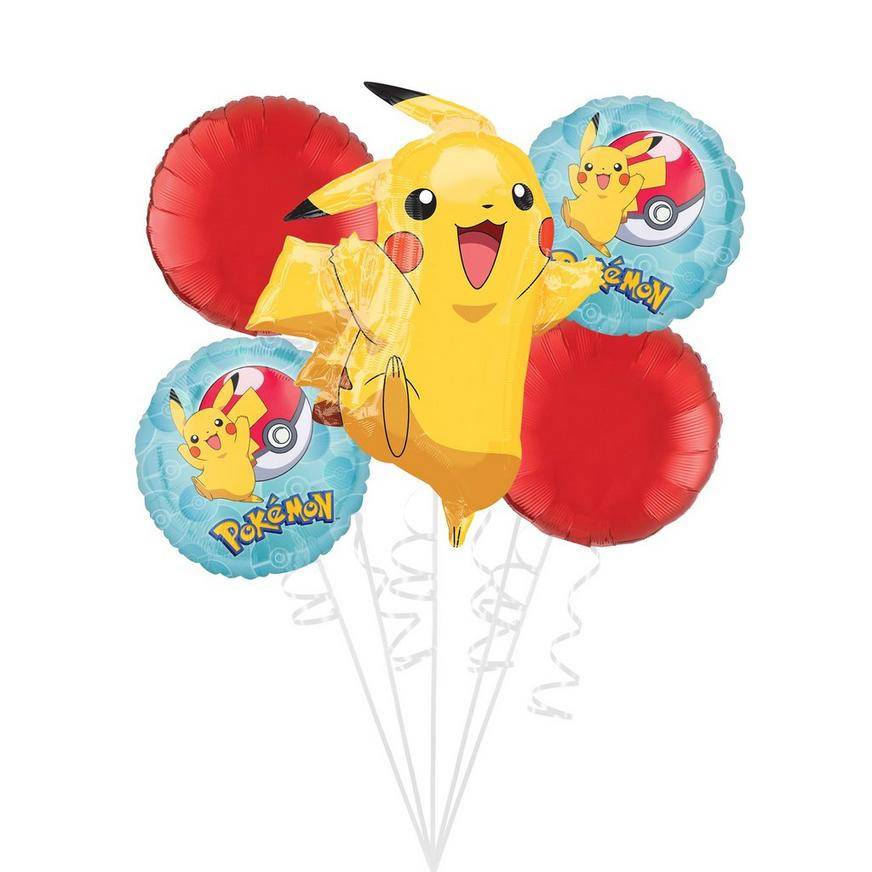 Uninflated Pikachu Foil Balloon Bouquet, 5pc - Pokemon
