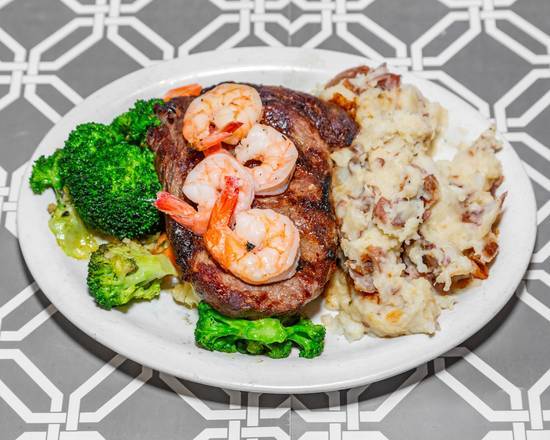 12oz Ribeye W/blackened Shrimp