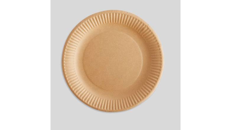 Monoprix Maison - Assiettes en carton jetables (23 cm/brun)