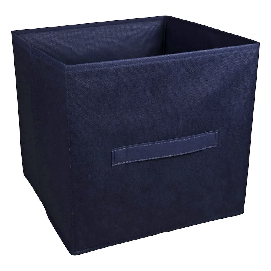 Essentials Collapsible Storage Containers With Handles, 10.5x10.5x11 in, Navy Blue
