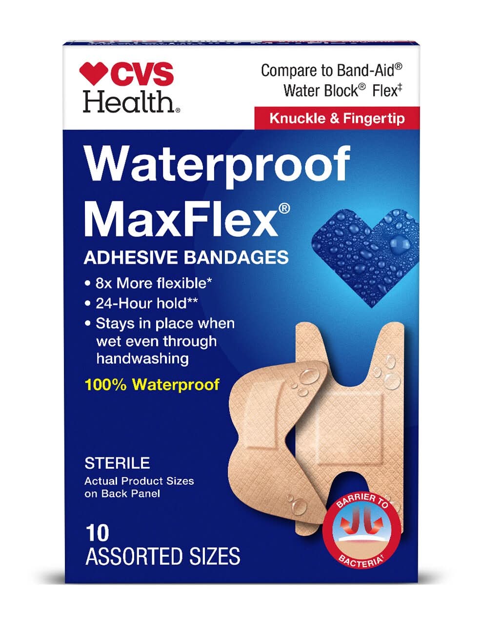 CVS Health Waterproof Maxflex Knuckle & Fingertip Adhesive Bandages (10 ct)