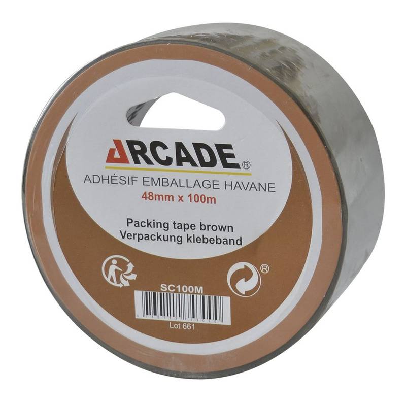 JRCADE - Ruban scotch adhésif marron, 48mm x100m