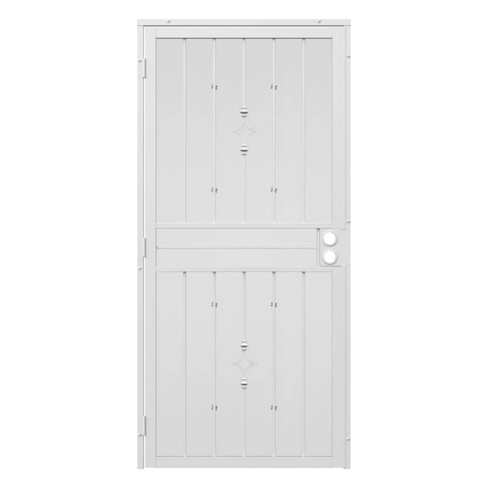 Gatehouse Covington 32-in x 81-in White Steel Surface Mount Universal/Reversible Security Door with Black Screen | 91836031