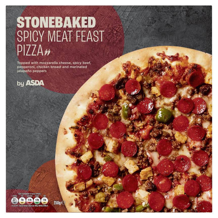 Asda Stonebaked Spicy Meat Feast Pizza 350g