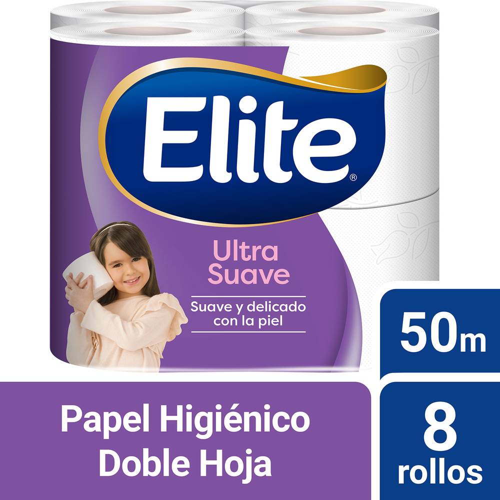Elite papel higiénico ultra doble hoja 50 m (8 un)