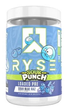 Ryse Core Loaded Pre Workout Energy Supplement Powder, Sour Punch Blue Raspberry (16 oz)