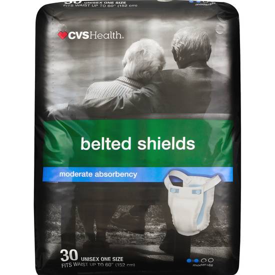 CVS Health Moderate Absorbency Belted Shields, One Size, 30 CT